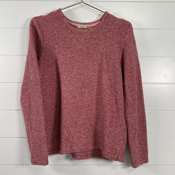 LL Bean Sweater Womens Medium Crewneck Pullover Knit Casual Marled Pullover Top - Picture 1 of 5